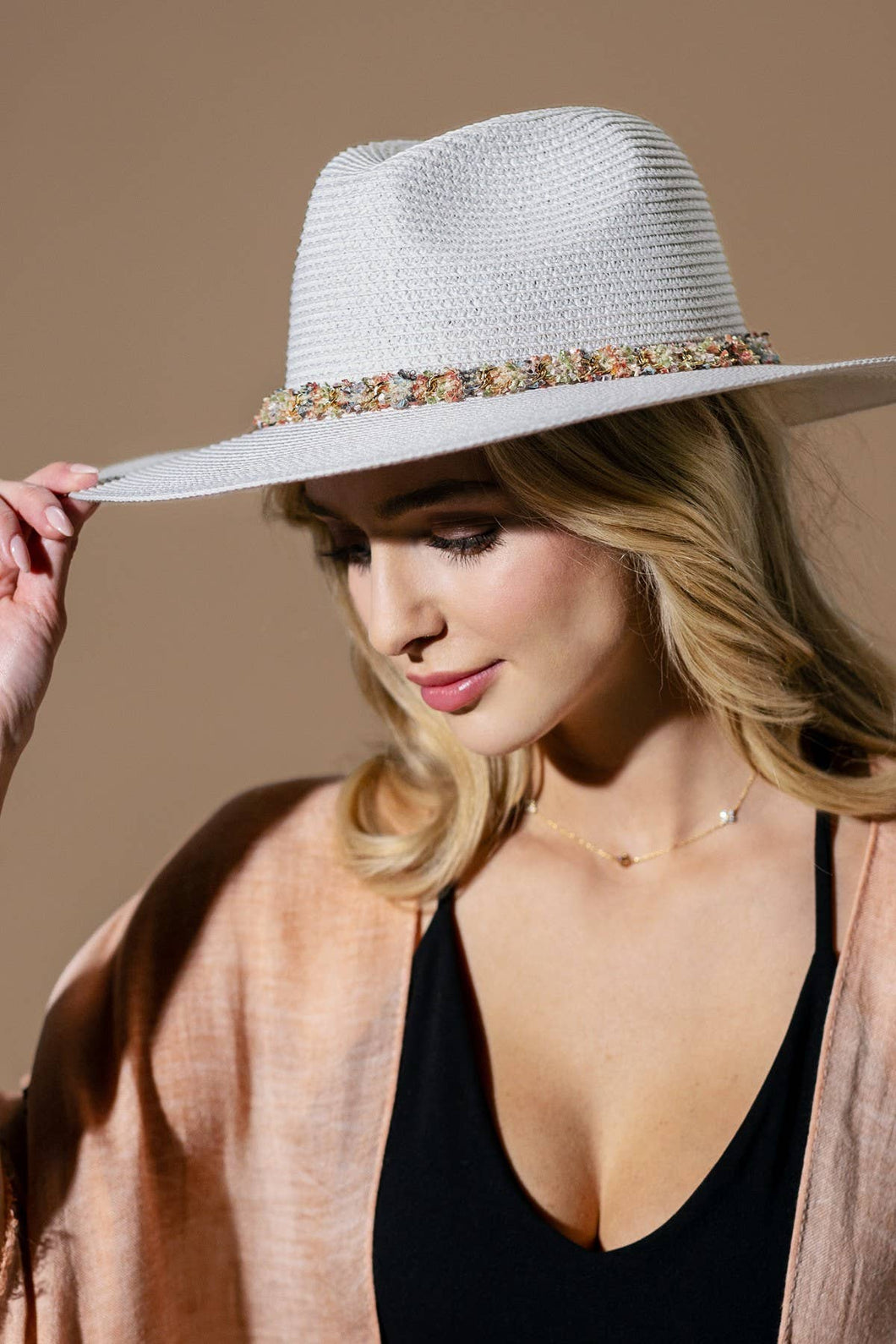 Confetti Braided Chain Band Straw Hat