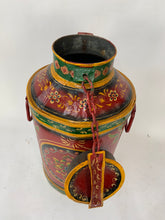 Load image into Gallery viewer, Vintage Indian Antique Design Colorful Hand painted Iron Milk Can - Hom Decor Warehouse
