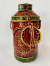 Load image into Gallery viewer, Vintage Indian Antique Design Colorful Hand painted Iron Milk Can - Hom Decor Warehouse
