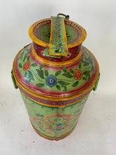 Load image into Gallery viewer, Vintage Indian Antique Design Colorful Hand painted Iron Milk Can - Hom Decor Warehouse
