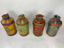 Load image into Gallery viewer, Vintage Indian Antique Design Colorful Hand painted Iron Milk Can - Hom Decor Warehouse
