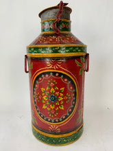 Load image into Gallery viewer, Vintage Indian Antique Design Colorful Hand painted Iron Milk Can - Hom Decor Warehouse
