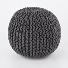 Load image into Gallery viewer, Charcoal 15&quot;x17&quot; Gum Drop 100% Cotton Knitted Round Pouf Foot Stool Ottoman - Hom Decor Warehouse
