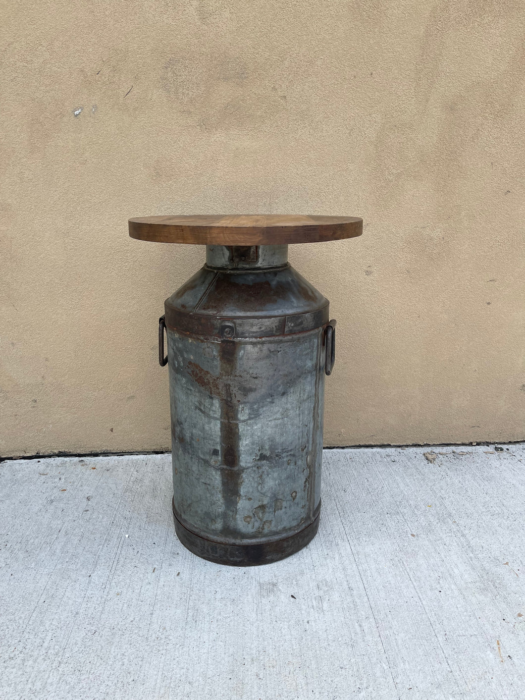 Antique Vintage Style Iron Milk Can Table with Handle - Hom Decor Warehouse