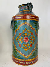 Load image into Gallery viewer, Vintage Indian Antique Design Colorful Hand painted Iron Milk Can - Hom Decor Warehouse
