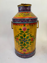 Load image into Gallery viewer, Vintage Indian Antique Design Colorful Hand painted Iron Milk Can - Hom Decor Warehouse
