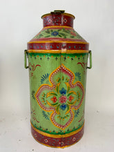 Load image into Gallery viewer, Vintage Indian Antique Design Colorful Hand painted Iron Milk Can - Hom Decor Warehouse
