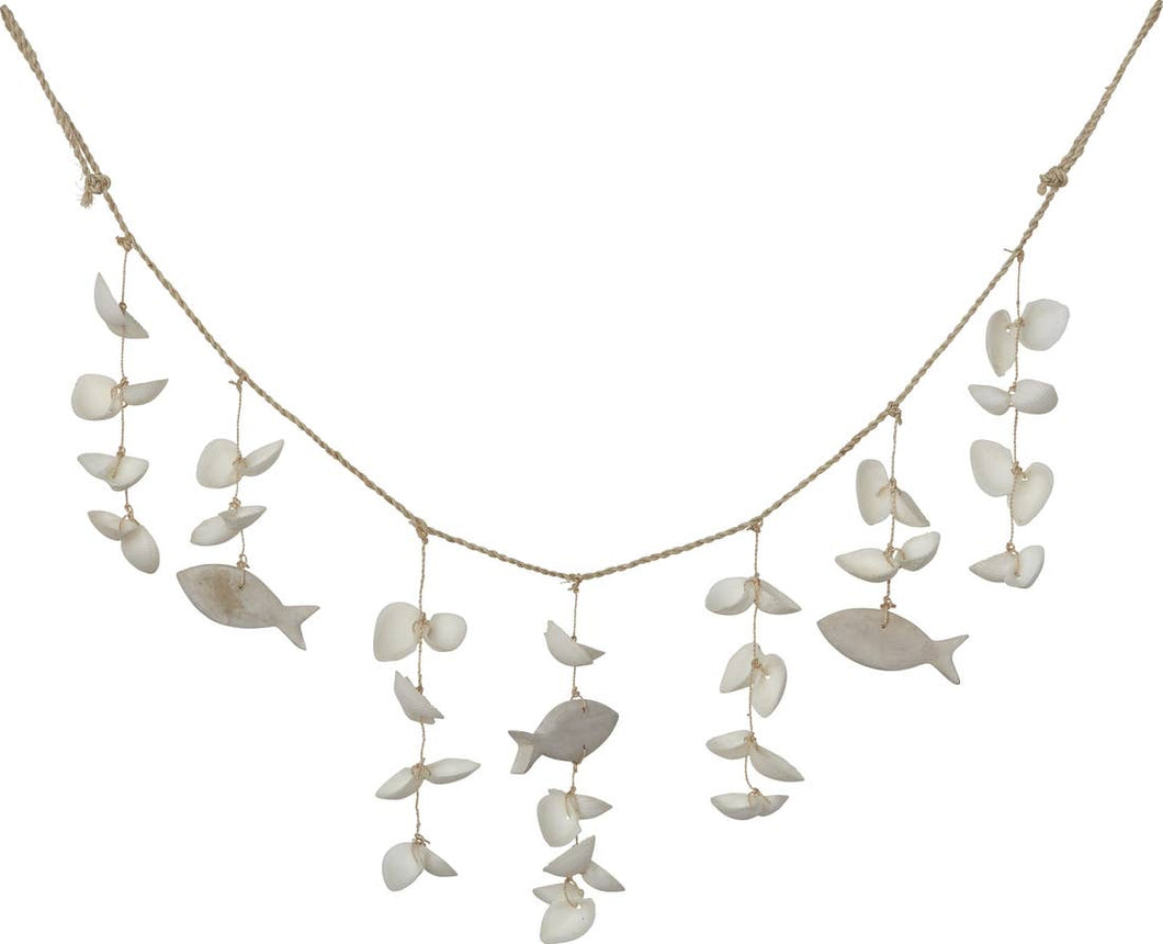 White Ark Garland W/ White Wood Fish 24