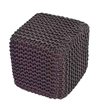 Load image into Gallery viewer, Chicklet 100% Cotton Knitted Square Cube Pouf Ottoman for Living Room Footstool 15x15x15 Black - Hom Decor Warehouse
