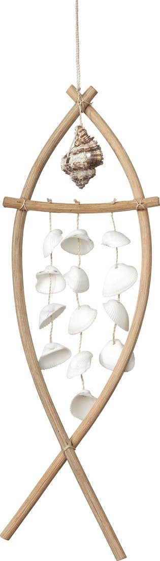 White Ark In Natural Rattan Fish Wall Hanger 16