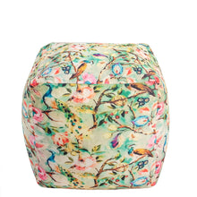 Load image into Gallery viewer, Handmade Hummingbird Design Velvet Multi Colour Home Décor Pouf - Hom Decor Warehouse
