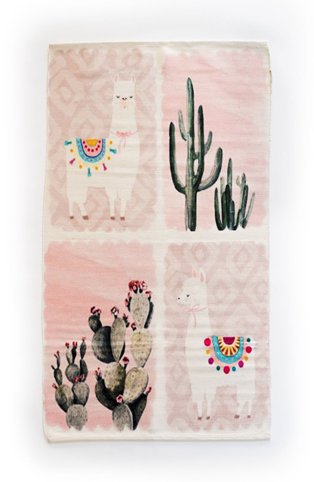 Light Pink Cactus Llama Contemporary 3x5 Novelty Area Rug for Bedroom - Hom Decor Warehouse