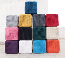 Load image into Gallery viewer, Chicklet 100% Cotton Knitted Square Cube Pouf Ottoman for Living Room Footstool 15x15x15 Gray - Hom Decor Warehouse
