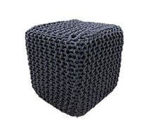 Load image into Gallery viewer, Chicklet 100% Cotton Knitted Square Cube Pouf Ottoman for Living Room Footstool 15x15x15 Black - Hom Decor Warehouse
