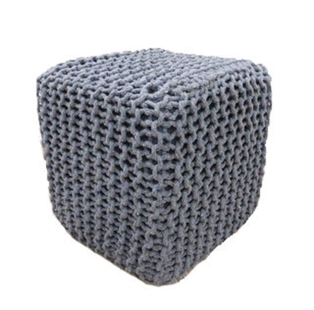 Chicklet 100% Cotton Knitted Square Cube Pouf Ottoman for Living Room Footstool 15x15x15 Gray - Hom Decor Warehouse