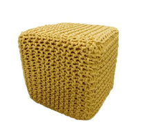 Load image into Gallery viewer, Chicklet 100% Cotton Knitted Square Cube Pouf Ottoman for Living Room Footstool 15x15x15 Yellow - Hom Decor Warehouse
