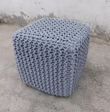 Load image into Gallery viewer, Chicklet 100% Cotton Knitted Square Cube Pouf Ottoman for Living Room Footstool 15x15x15 Gray - Hom Decor Warehouse
