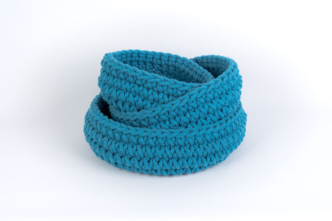 Decor Knitted Nesting Dori Basket Organizer Aqua Set of 3 - Hom Decor Warehouse