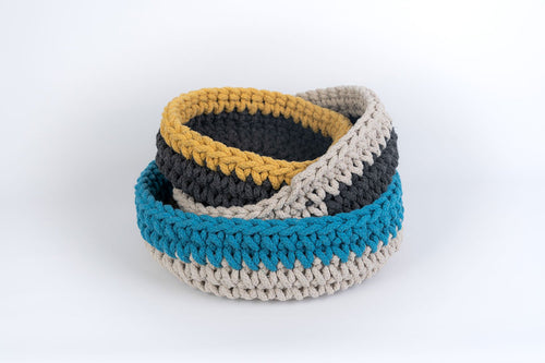 Decor Knitted Nesting Dori Basket Organizer Aqua Set of 3 - Hom Decor Warehouse