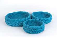 Load image into Gallery viewer, Decor Knitted Nesting Dori Basket Organizer Aqua Set of 3 - Hom Decor Warehouse
