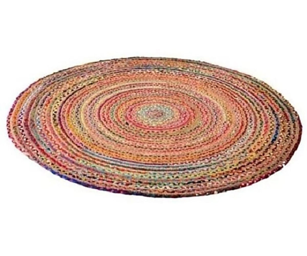 Novelty Vibrant Circular Braided Chindi 9' Round Rug - Hom Decor Warehouse