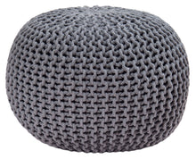 Load image into Gallery viewer, Charcoal 15&quot;x17&quot; Gum Drop 100% Cotton Knitted Round Pouf Foot Stool Ottoman - Hom Decor Warehouse
