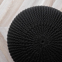 Load image into Gallery viewer, Black 15&quot;x17&quot; Gum Drop 100% Cotton Knitted Round Pouf Foot Stool Ottoman - Hom Decor Warehouse
